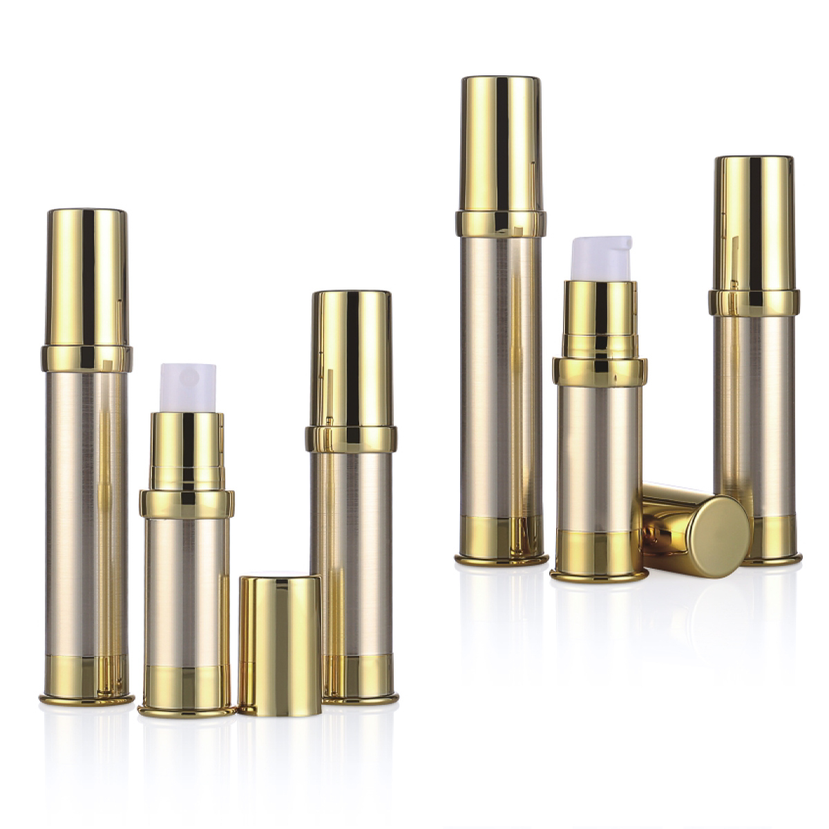 Botella de plástico sin aire de 5ML, 10ML, 15ML, Mini loción sin aire para manualidades UV dorada/plateada/botella con bomba pulverizadora L10